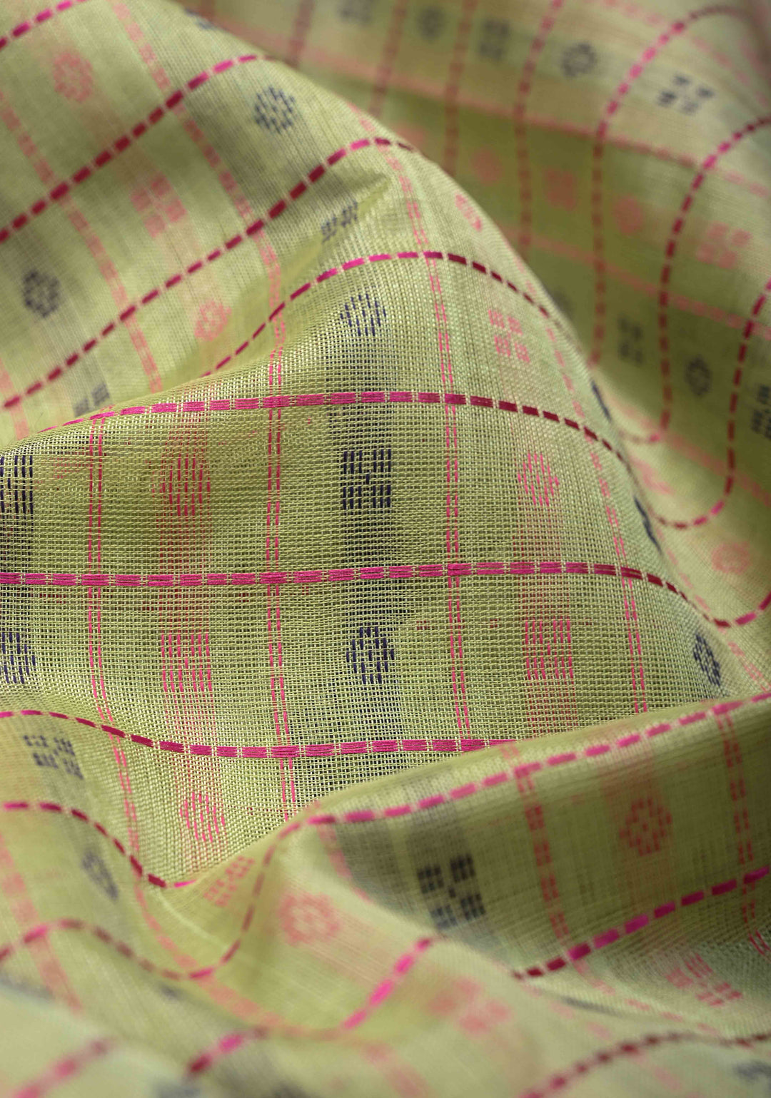 Pista Green Koravi Lakshadeepam Kanchi Silk Cotton Saree with Contrast Zari Borders