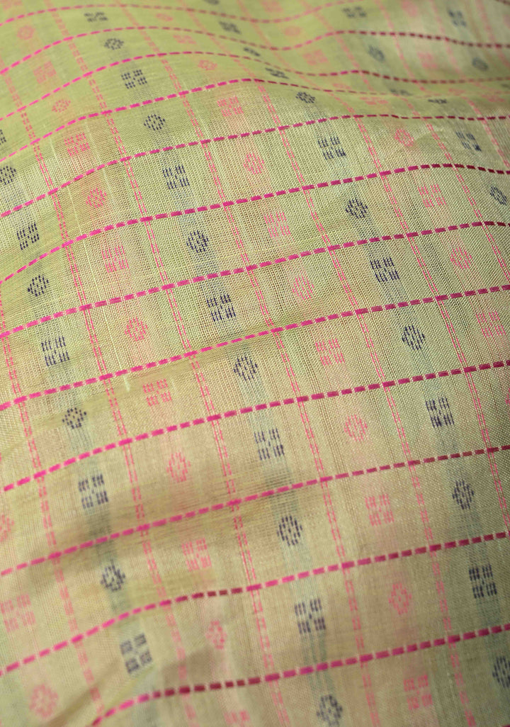 Pista Green Koravi Lakshadeepam Kanchi Silk Cotton Saree with Contrast Zari Borders