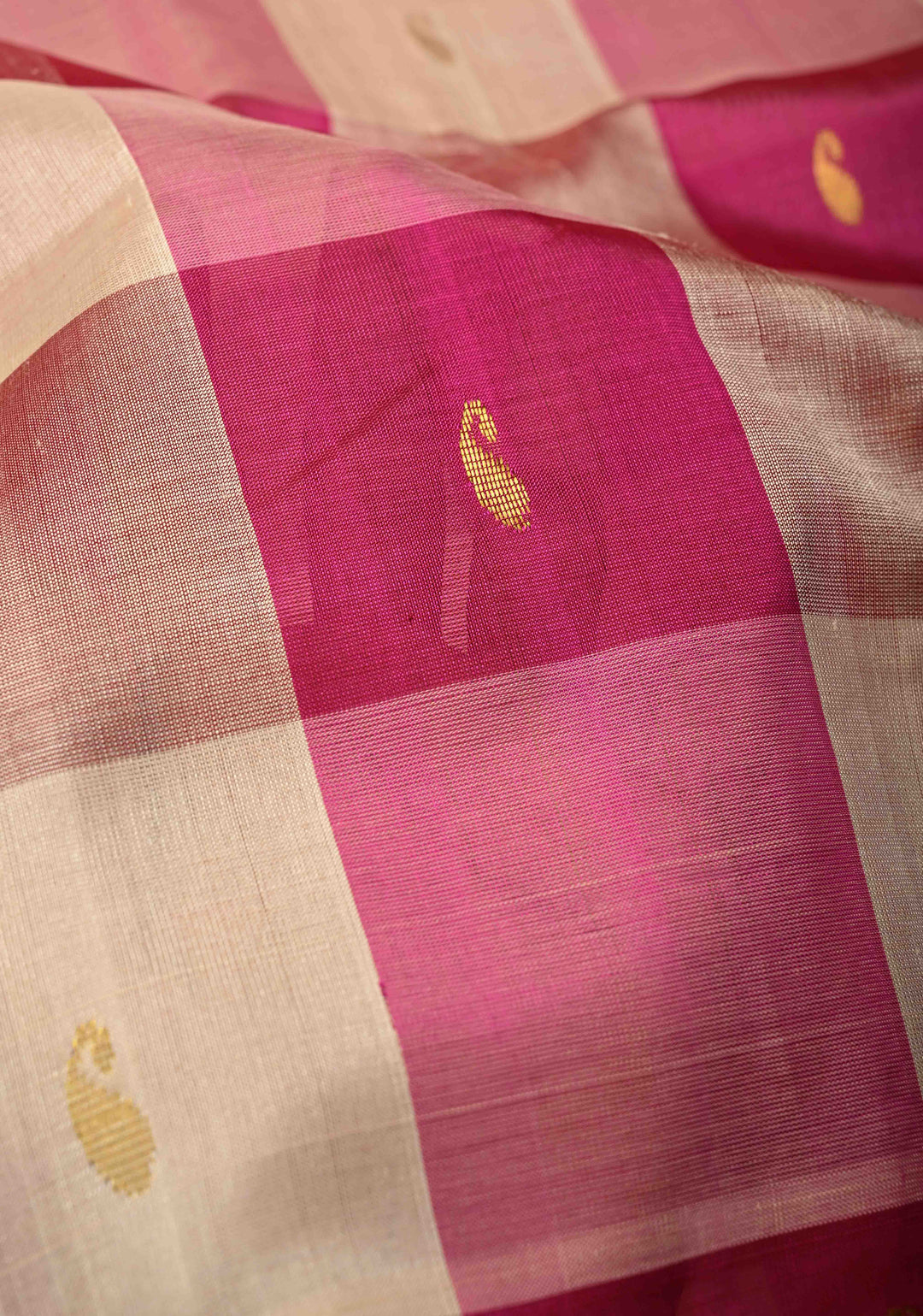 Multicolor Palum Pazhamum Kanchi Silk Cotton Saree with Paisley Buttas and Zari Border
