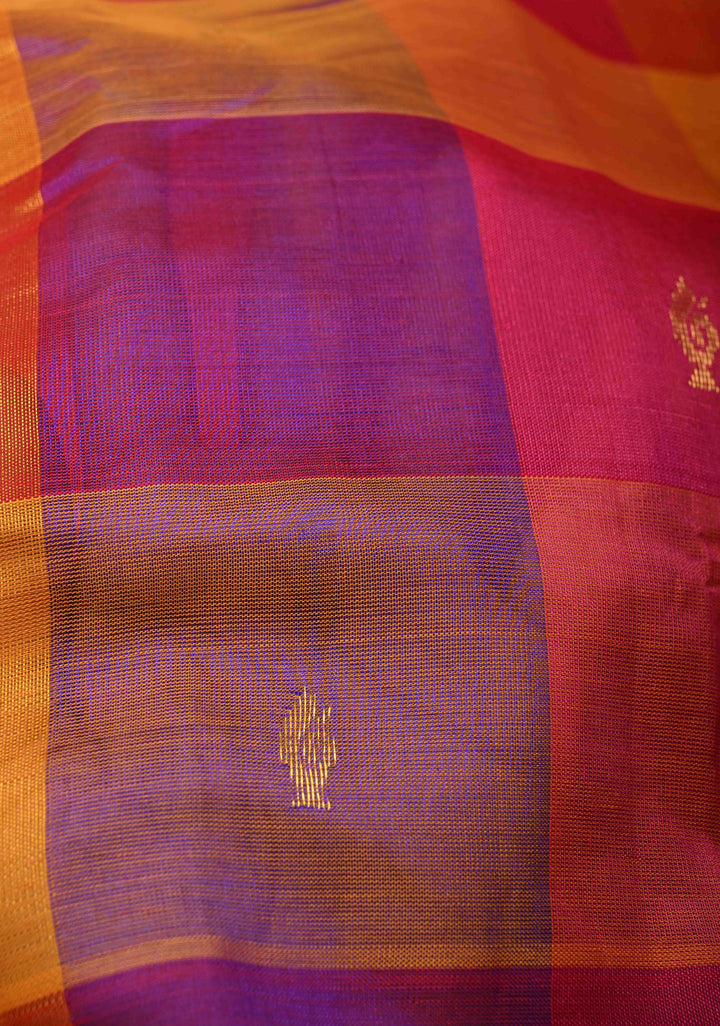 Multicolor Palum Pazhamum Kanchi Silk Cotton Saree with Zari Buttas and Zari Border