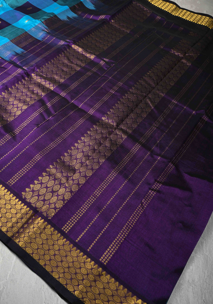 Multicolor Palum Pazhamum Kanchi Silk Cotton Saree with Paisley Buttas and Zari Border