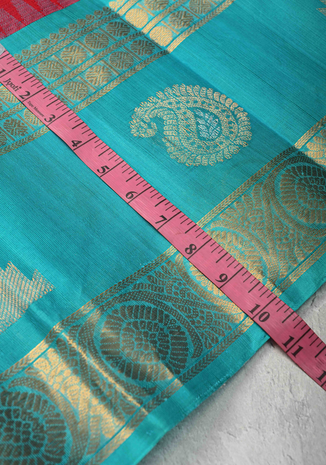 Red Kanchi Silk Cotton Saree with Chunri Butti and Contrast Zari Border