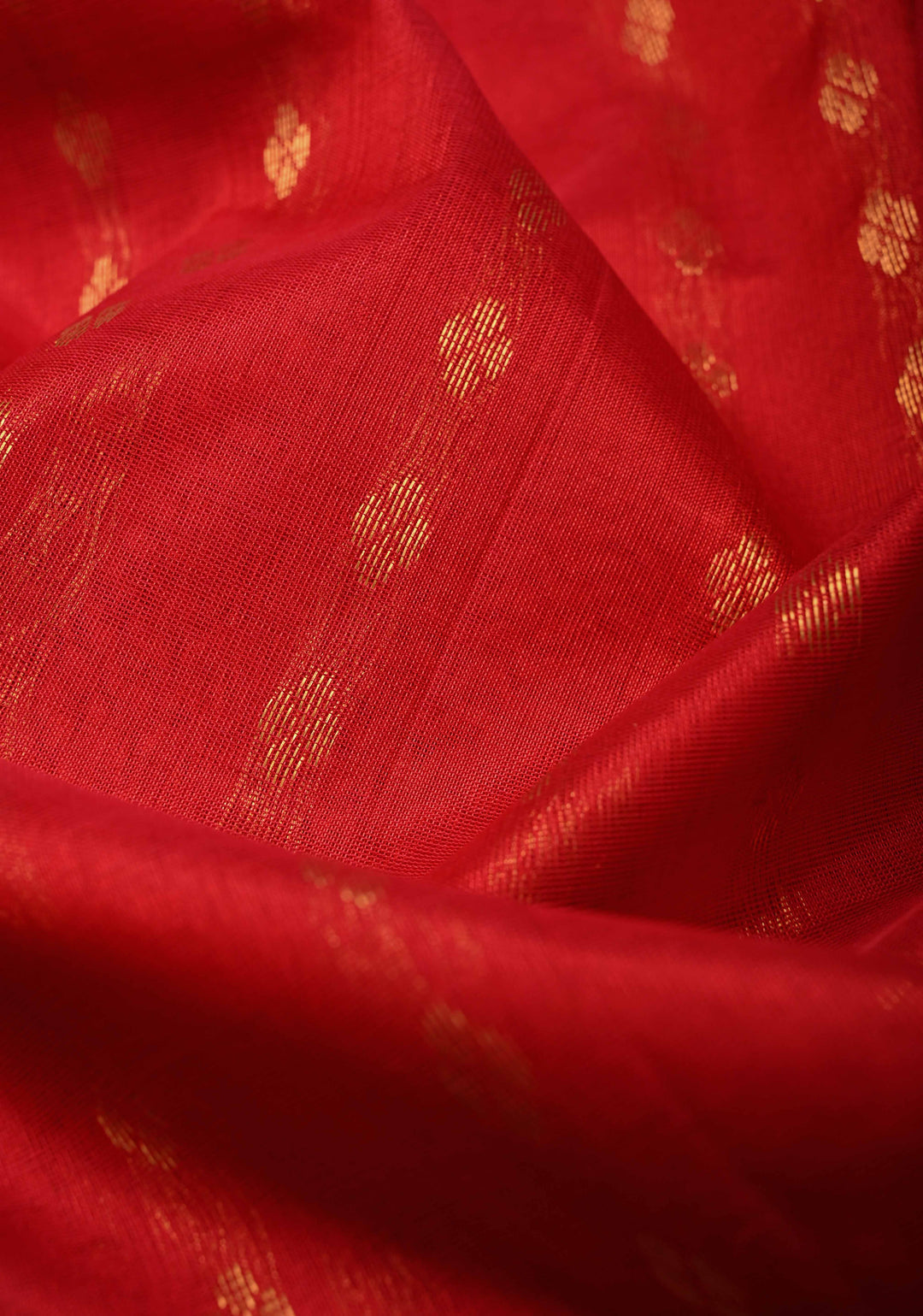 Red Kanchi Silk Cotton Saree with Chunri Butti and Contrast Zari Border