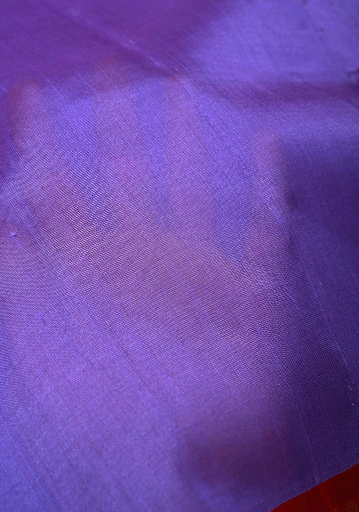 Amethyst Koravi Kanchi Silk Cotton Handloom Saree with Contrast Zari Border
