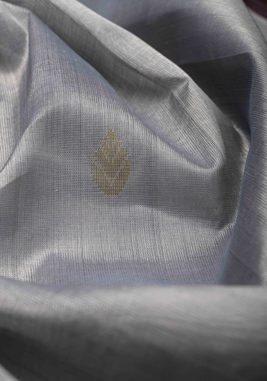 Grey Koravi Kanchi Silk Cotton 100% Handloom Saree with Zari Buttas and Contrast Zari Border