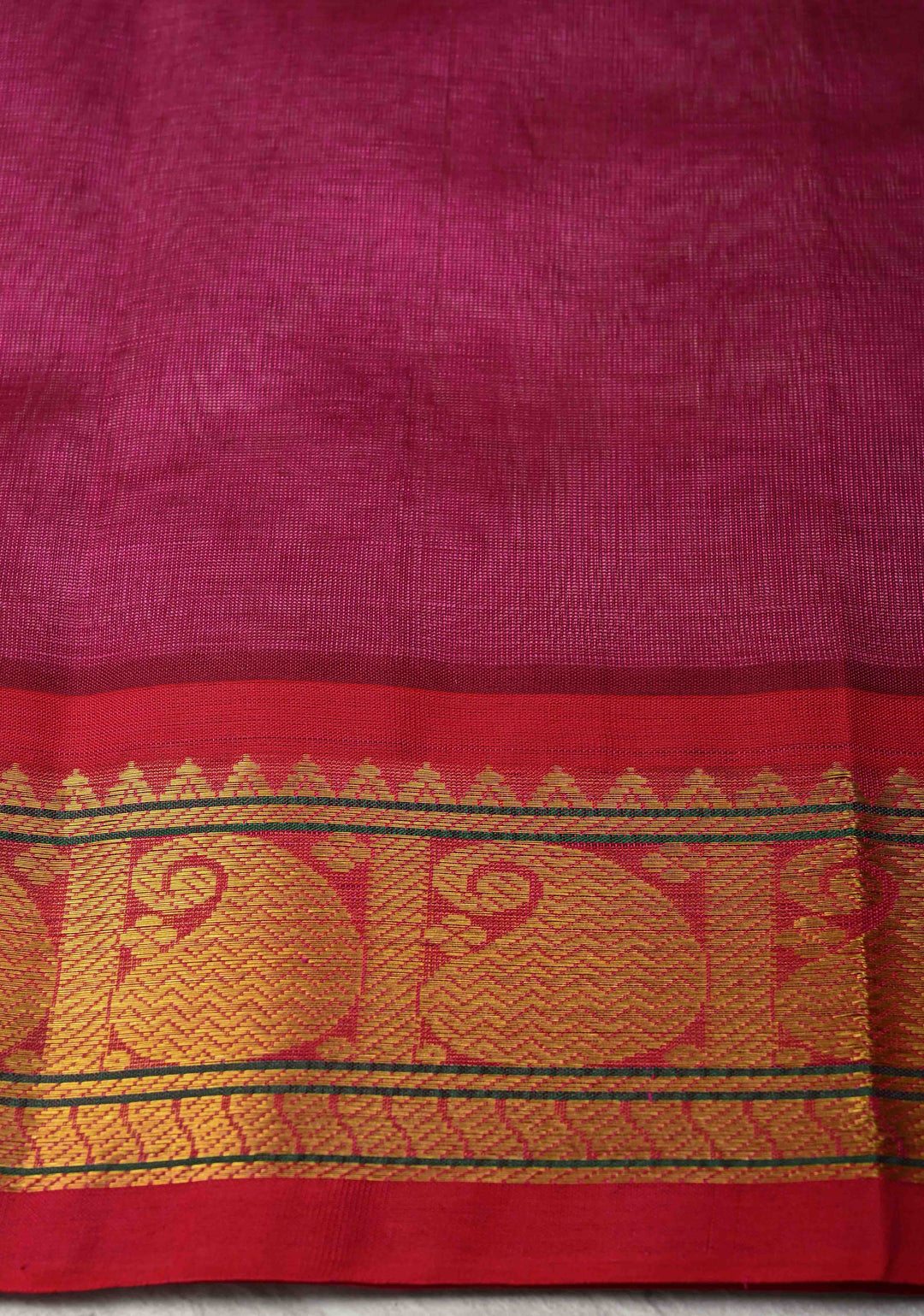 Bubblegum Pink Kanchi Silk Cotton 100% Handloom Saree with Contrast Zari Border