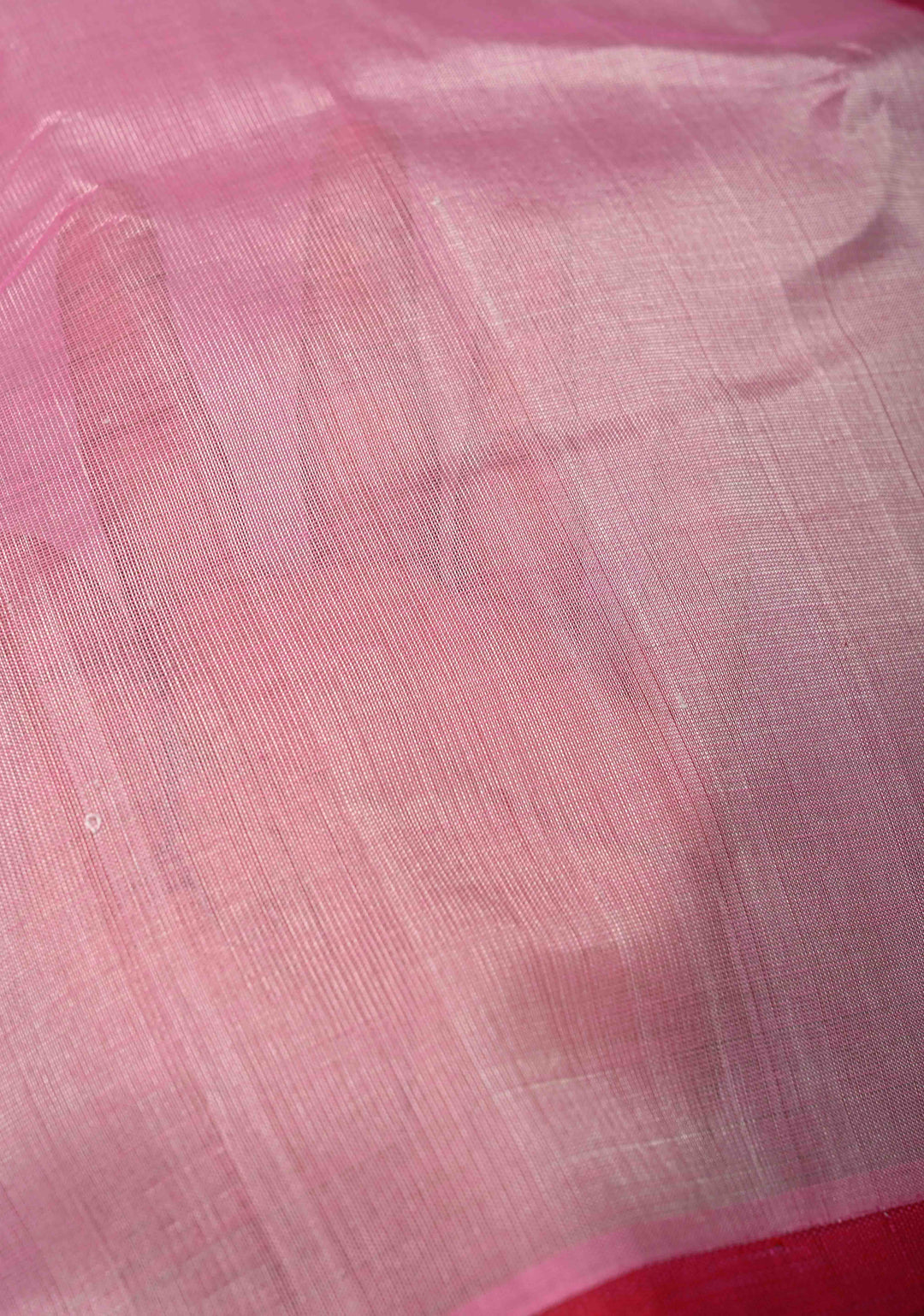 Bubblegum Pink Kanchi Silk Cotton 100% Handloom Saree with Contrast Zari Border