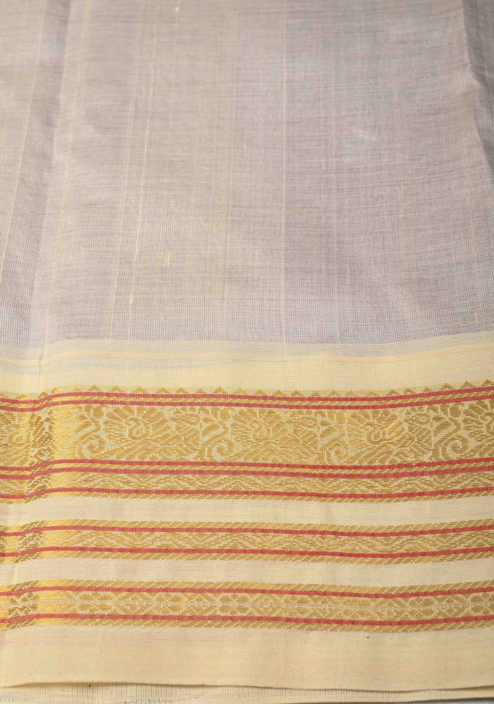 Exquisite purple Koravi Kanchi Silk Cotton 100% Handloom Saree with Contrast Zari Border