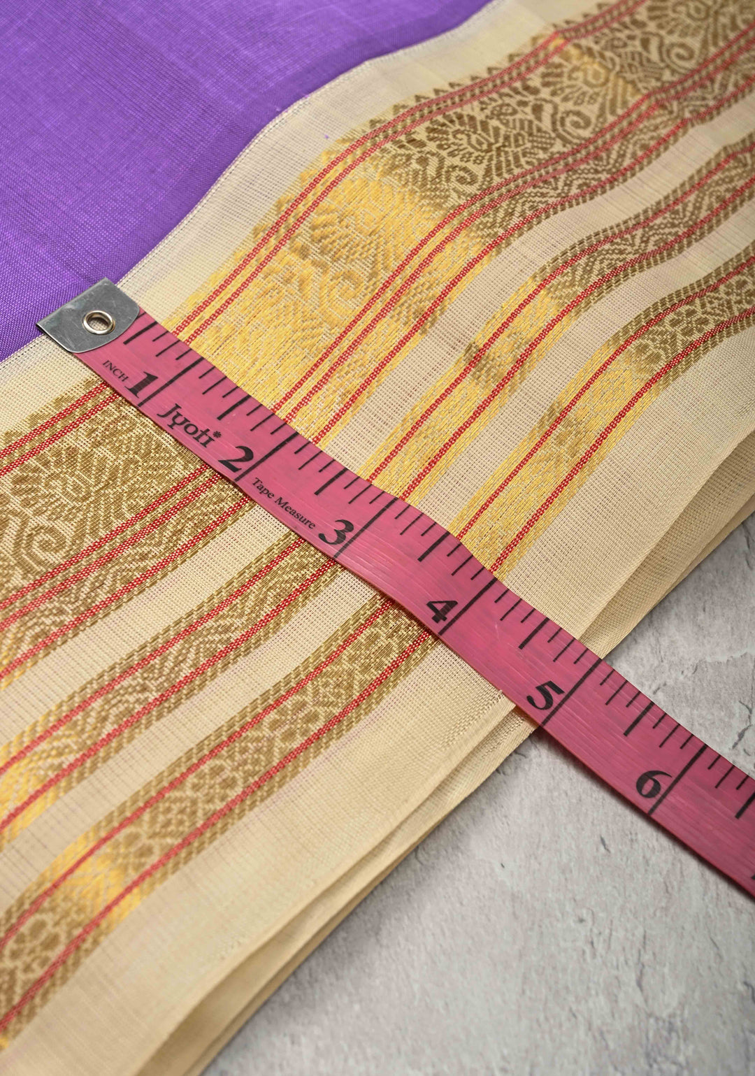 Exquisite purple Koravi Kanchi Silk Cotton 100% Handloom Saree with Contrast Zari Border