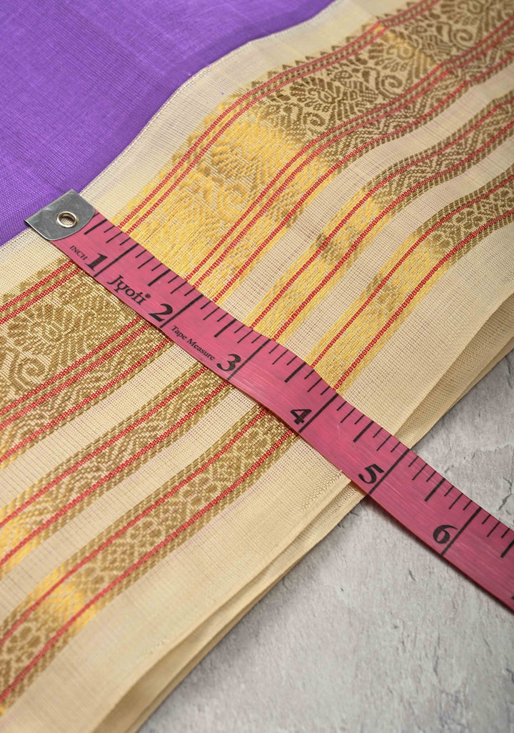 Exquisite purple Koravi Kanchi Silk Cotton 100% Handloom Saree with Contrast Zari Border