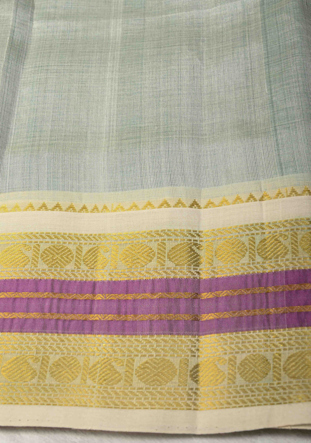 Dark spring green Koravi Kanchi Silk Cotton Handloom Saree with Contrast Zari Border