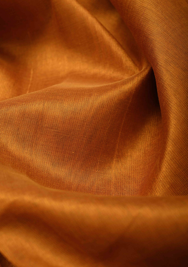 Mustard Yellow Koravi Kanchi Silk Cotton 100% Handloom Saree with Ganga Jamuna Border