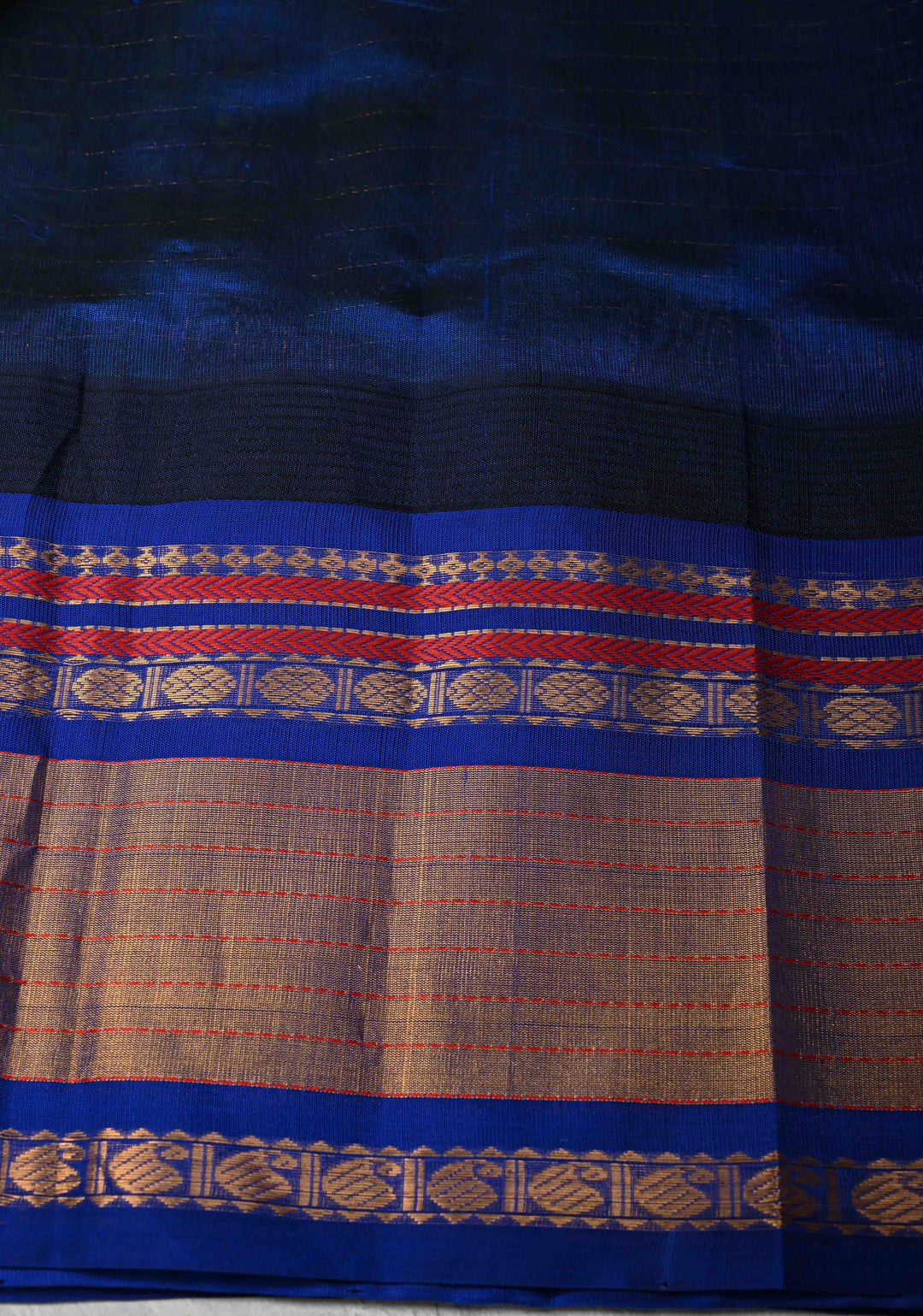Green Dual tone Kanchi Silk Cotton Saree with Zari Checks and Tissue Border