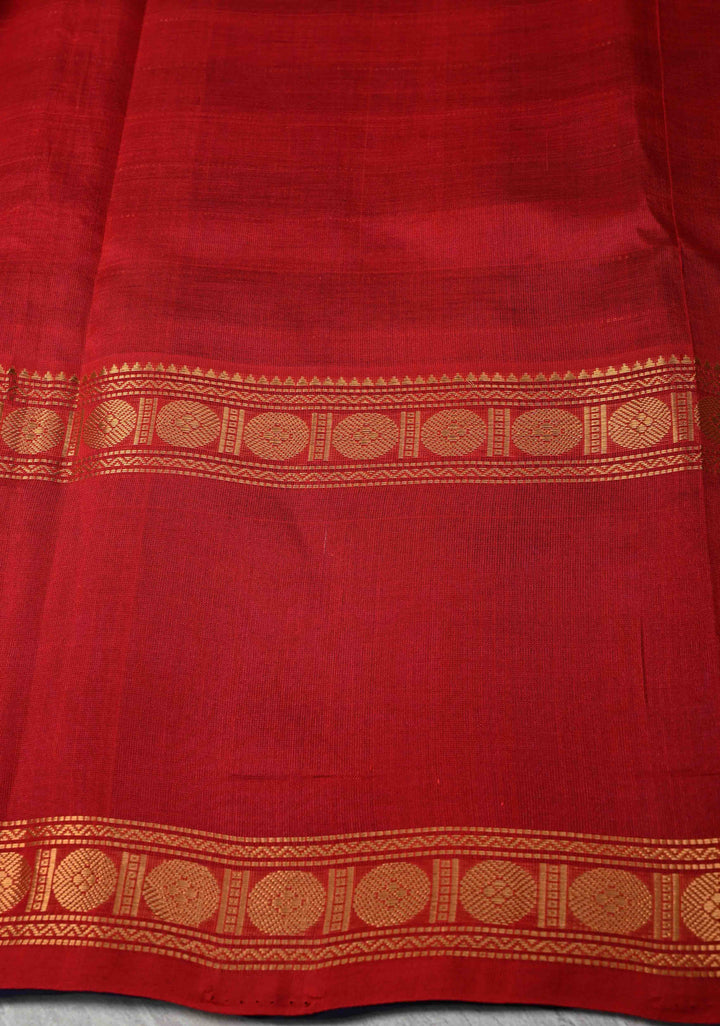Shades of Purple Panel horizontal Stripes Kanchi Silk Cotton Saree with Rettaipet Border