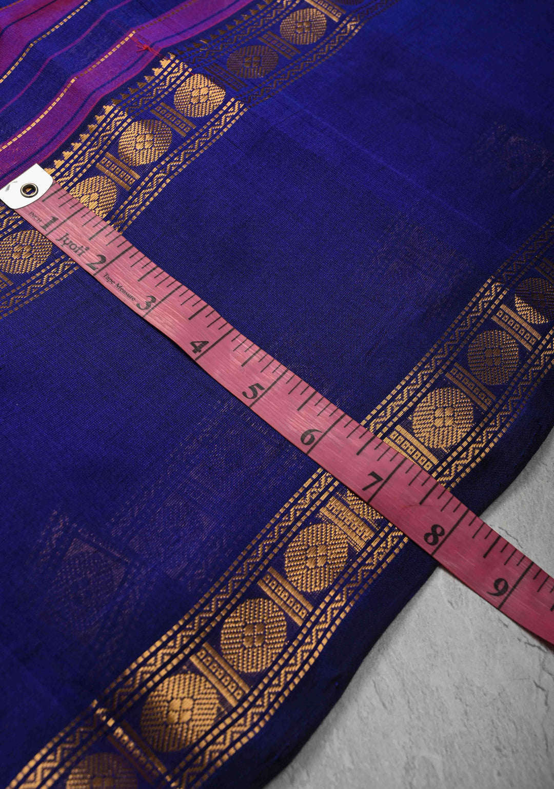Shades of Purple Panel horizontal Stripes Kanchi Silk Cotton Saree with Rettaipet Border