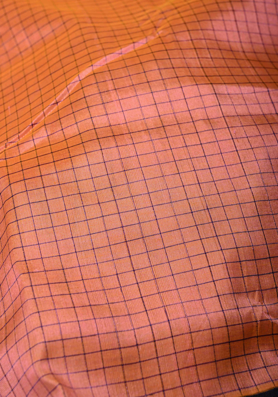 Pink Dual tone Korvai Kanchi Silk Cotton Handloom Saree with Checks Pattern and Contrast Zari Border