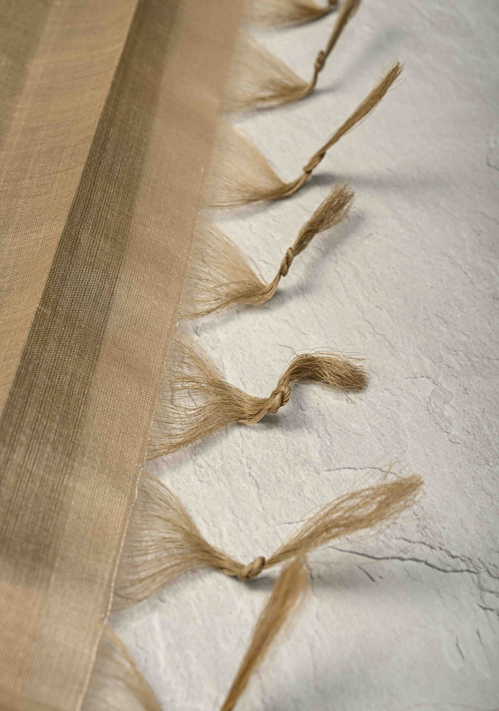 Bottle Green Korvai Kanchi Silk Cotton Handloom Saree with Contrast Zari Border