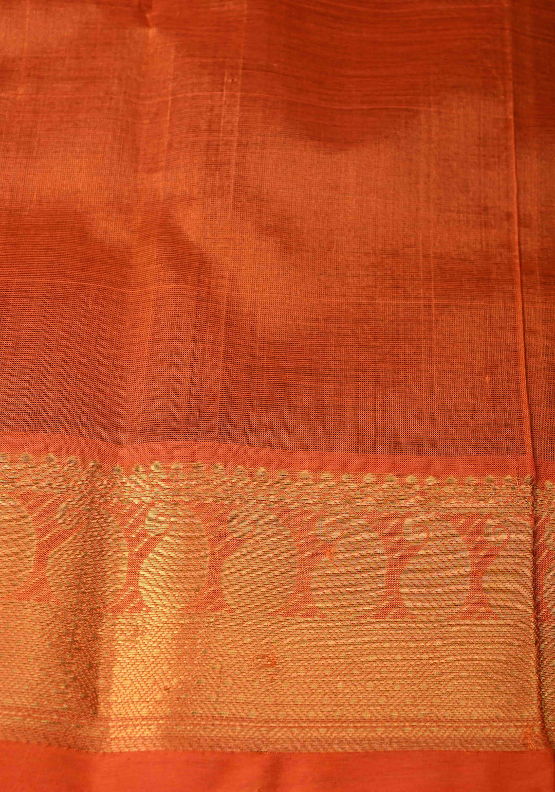 Midnight Blue Kanchi Silk Cotton Handloom Saree with Rangoli Buttas and Contrast Zari Border