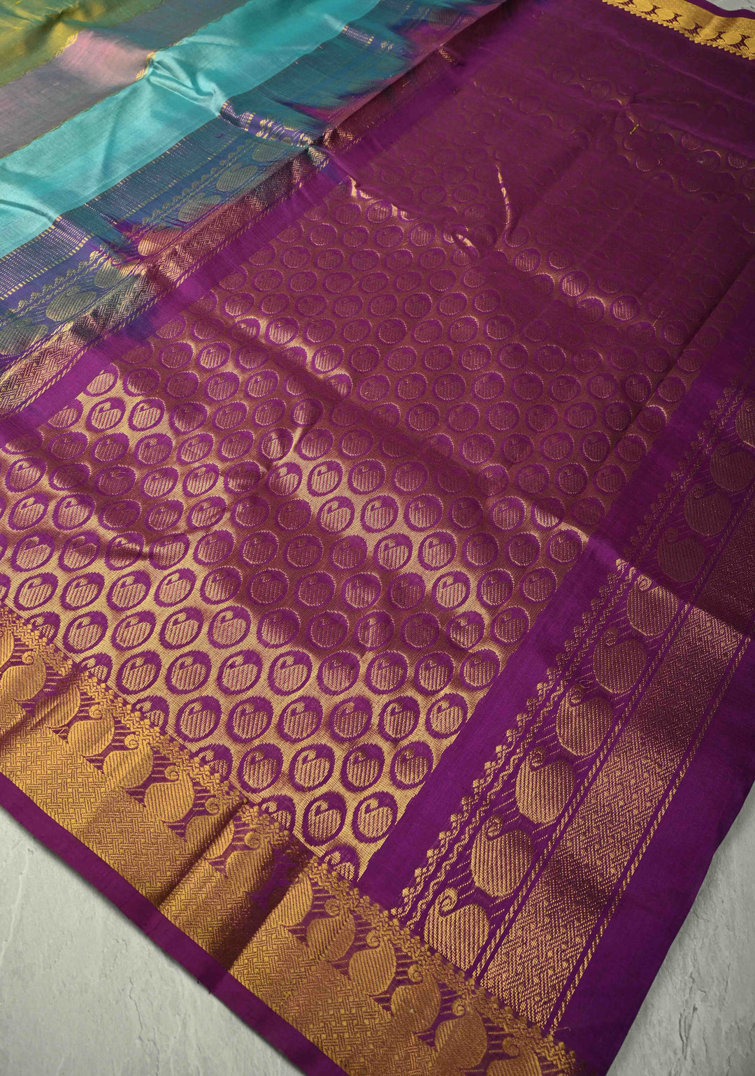 Multicolor Kanchi Silk Cotton Saree with Rangkaat Design and Contrast Zari Borders