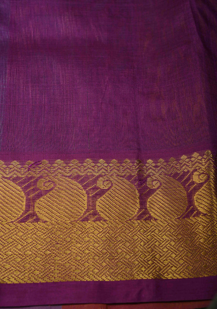 Multicolor Kanchi Silk Cotton Saree with Rangkaat Design and Contrast Zari Borders