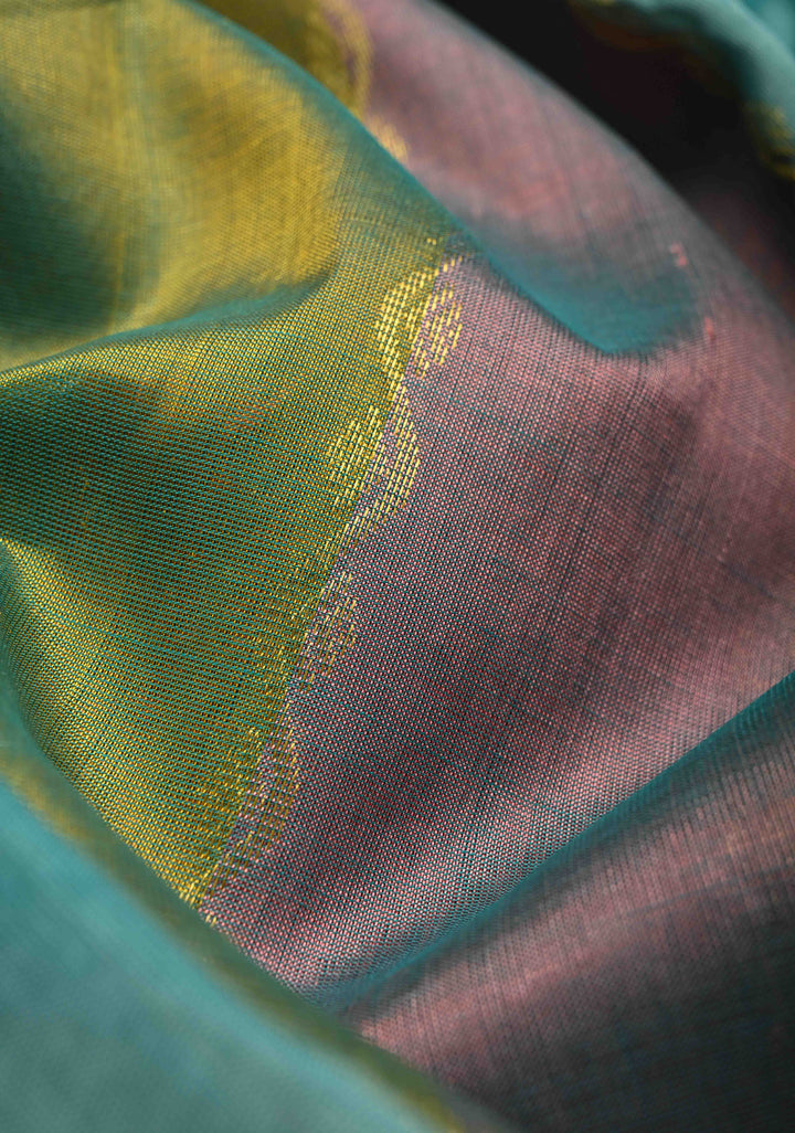Multicolor Kanchi Silk Cotton Saree with Rangkaat Design and Contrast Zari Borders