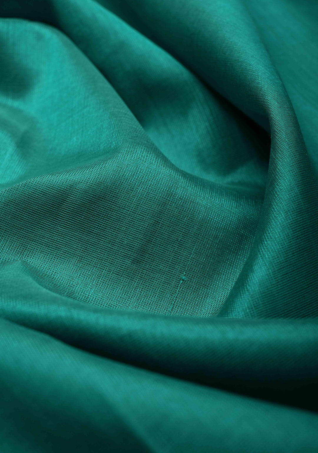 Teal Blue Kanchi Silk Cotton 100 % Handloom Saree with Contrast Coffee Brown Zari Border