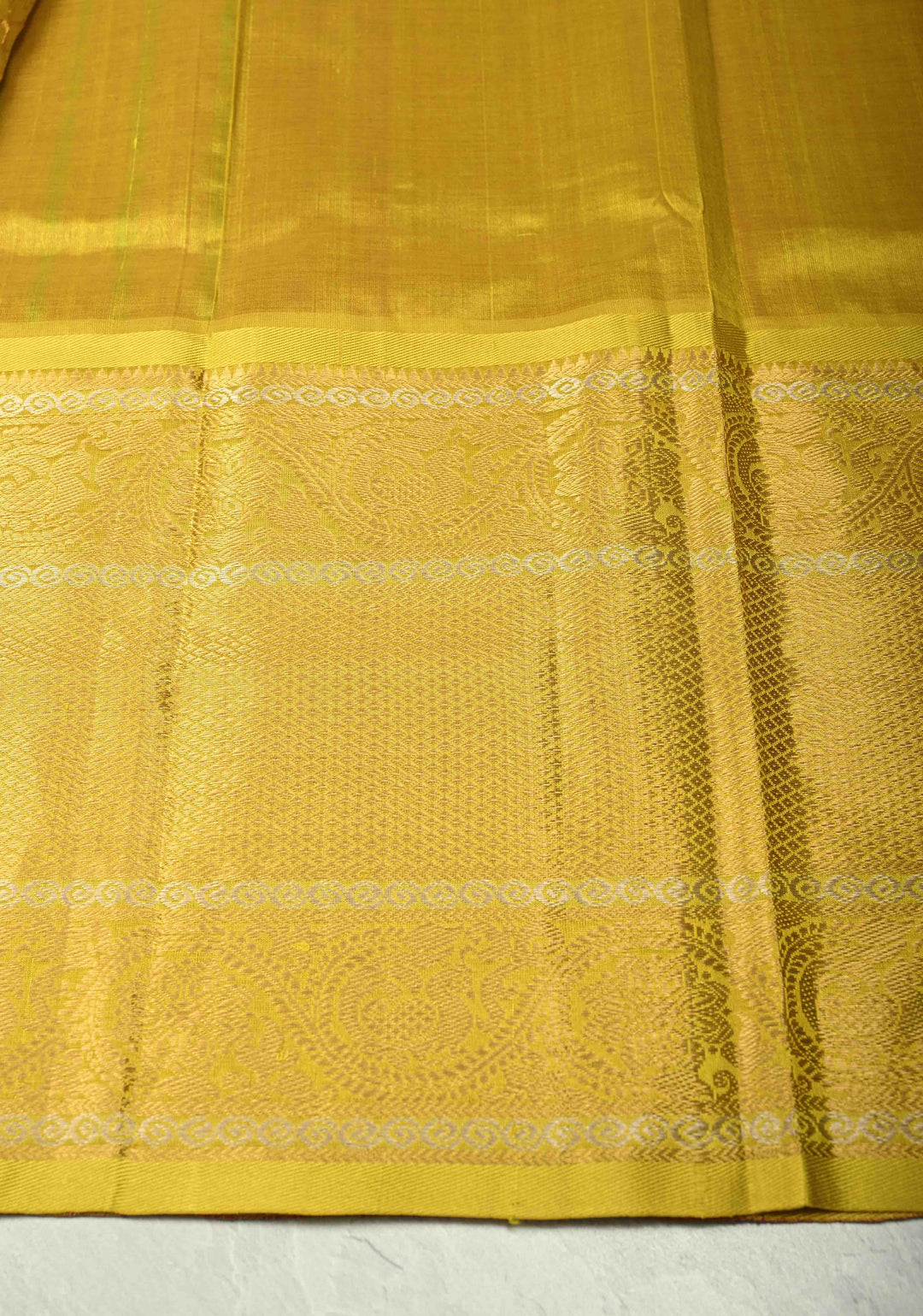 Rani Pink Kanchi Silk Cotton 100% Handloom Saree with Meenakari Brocade and Wide Contrast Yellow Zari Border