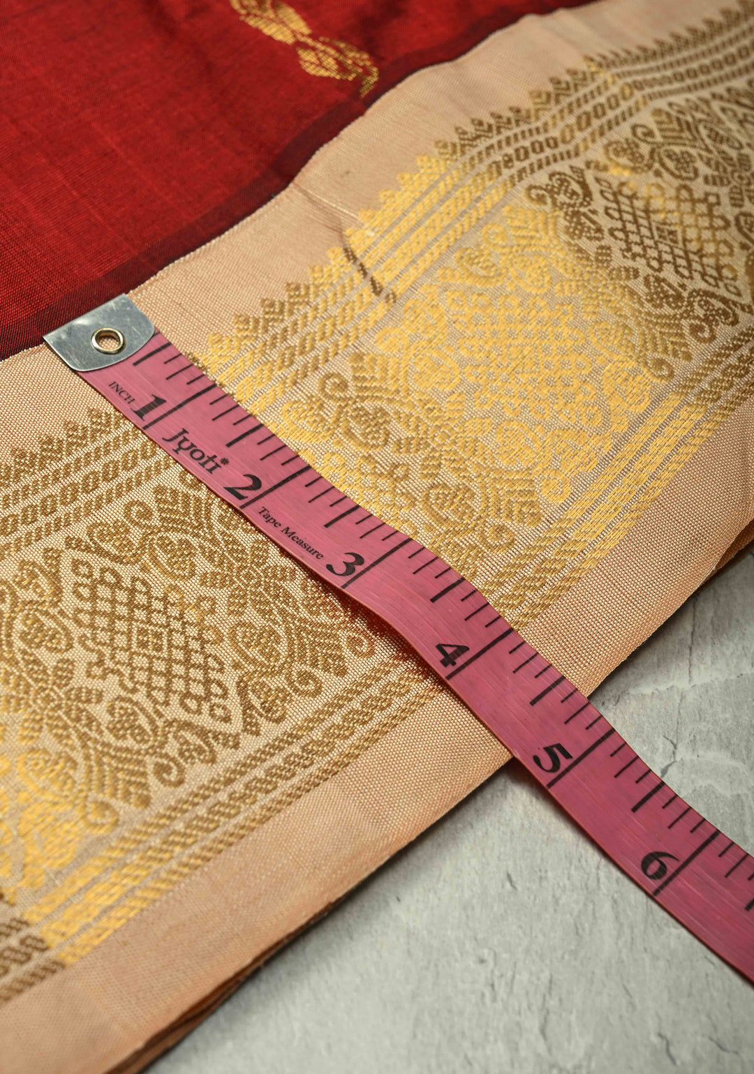 Maroon Korvai Kanchi Silk Cotton 100% Handloom Saree with Zari Buttas and Contrast Zari Border