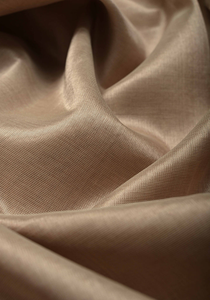 Beige Kanchi Silk Cotton 100% Handloom Saree with Contrast Zari Border