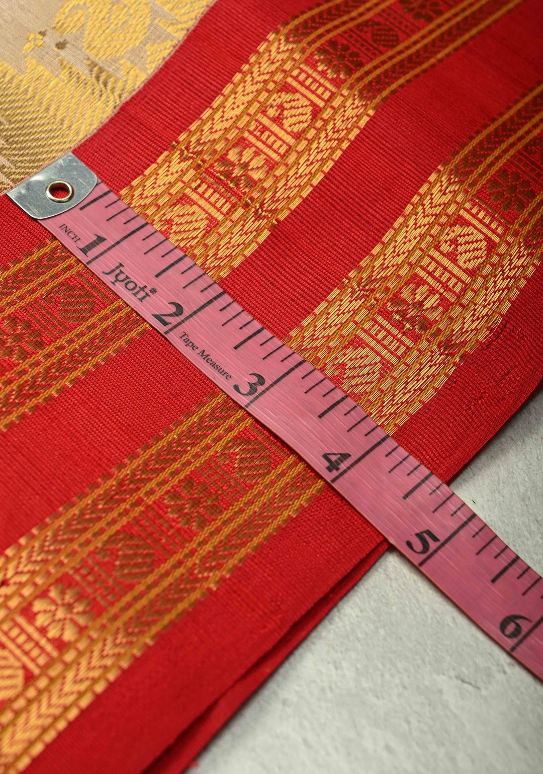 Dark Champagne Kanchi Silk Cotton 100% Handloom Saree with Contrast Zari Border