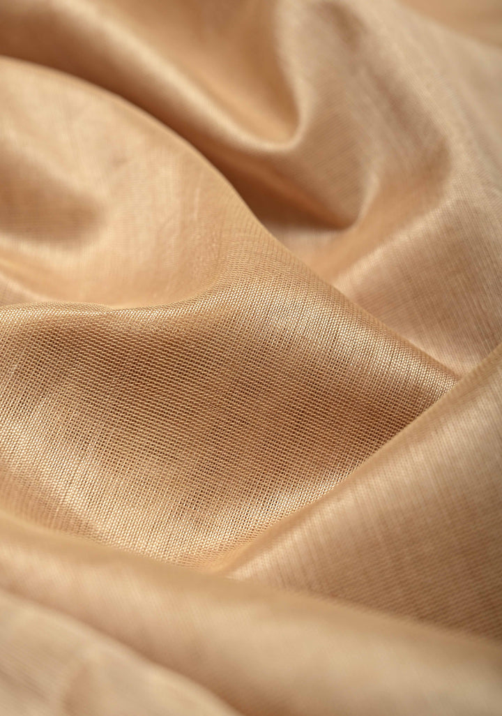 Dark Champagne Kanchi Silk Cotton 100% Handloom Saree with Contrast Zari Border