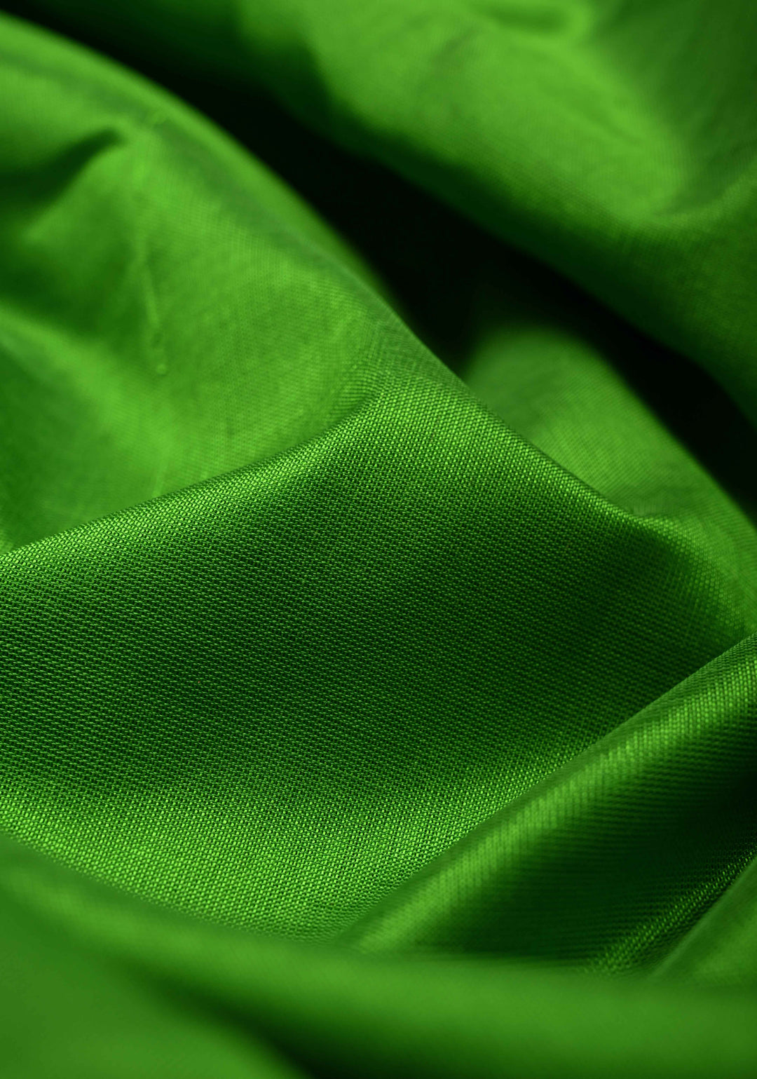 Bright Leaf Green Kanchi Silk Cotton Handloom Saree with Contrast Ganga Jamuna Tissue Border