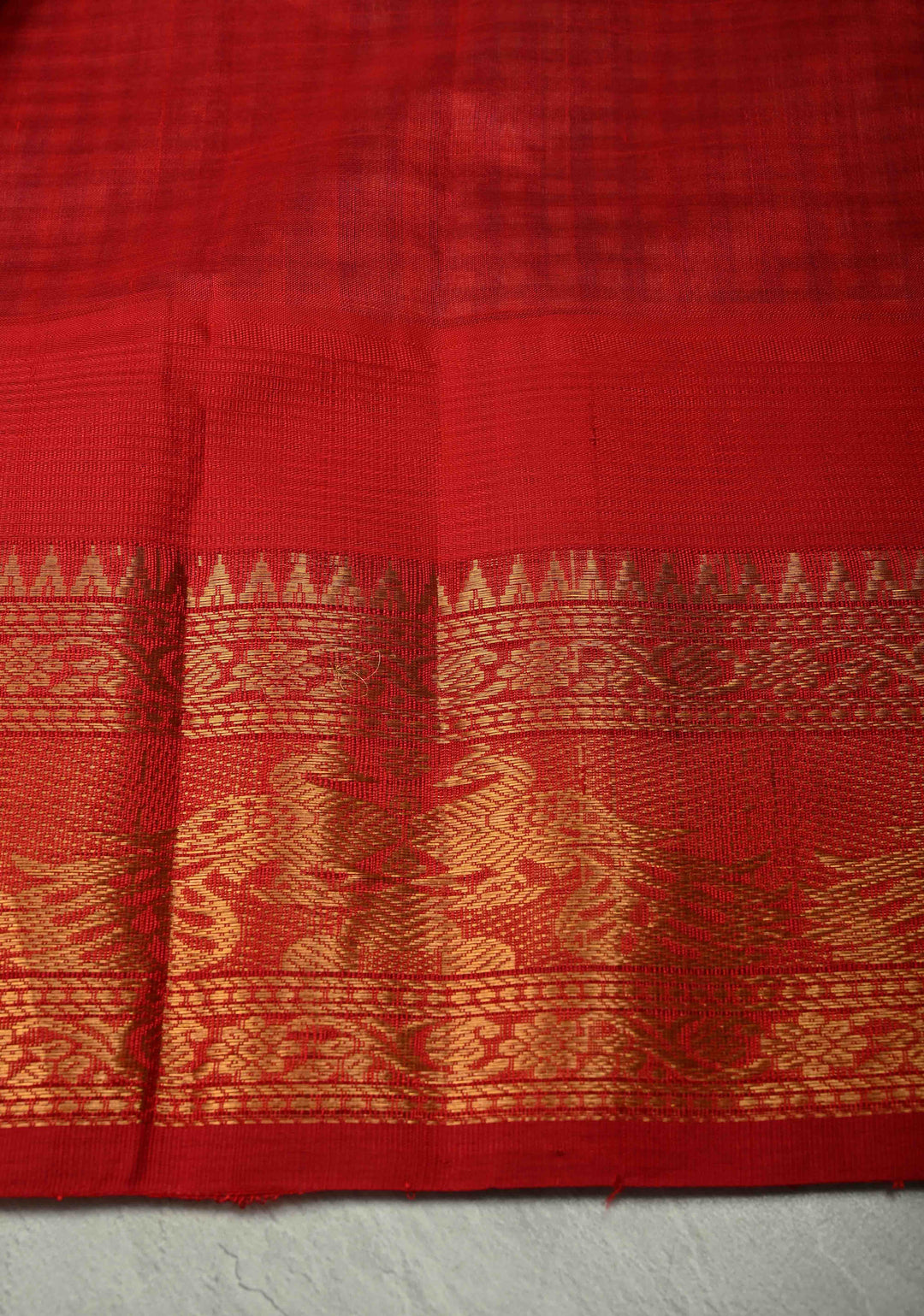Ivory-Teal-Green Charming Vintage Checks on Kanchi Silk Cotton 100% Handloom Saree with Contrast Zari Border