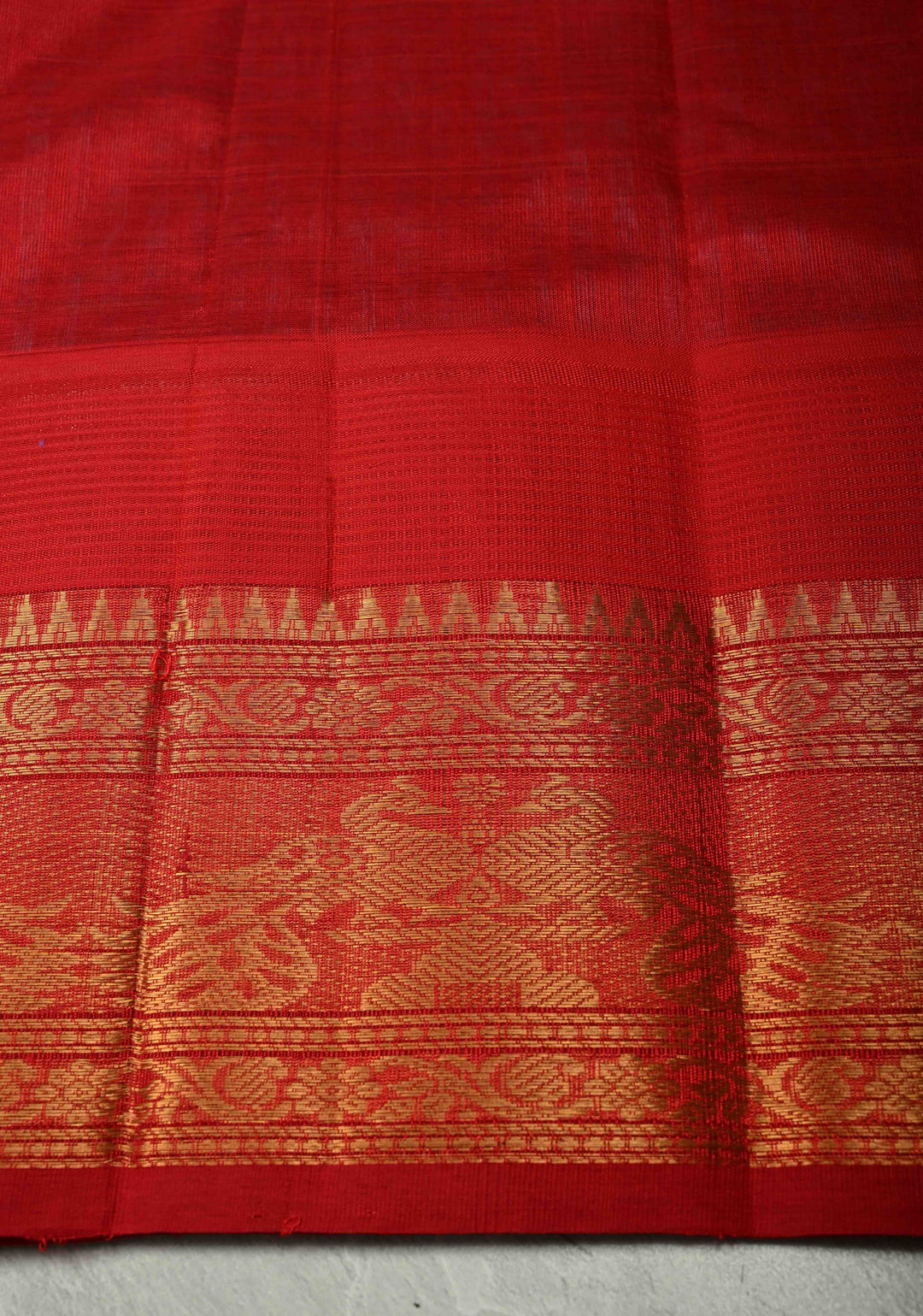 Blue-Purple Charming Vintage Checks on Kanchi Silk Cotton Saree with Contrast Zari border | SHOBITAM