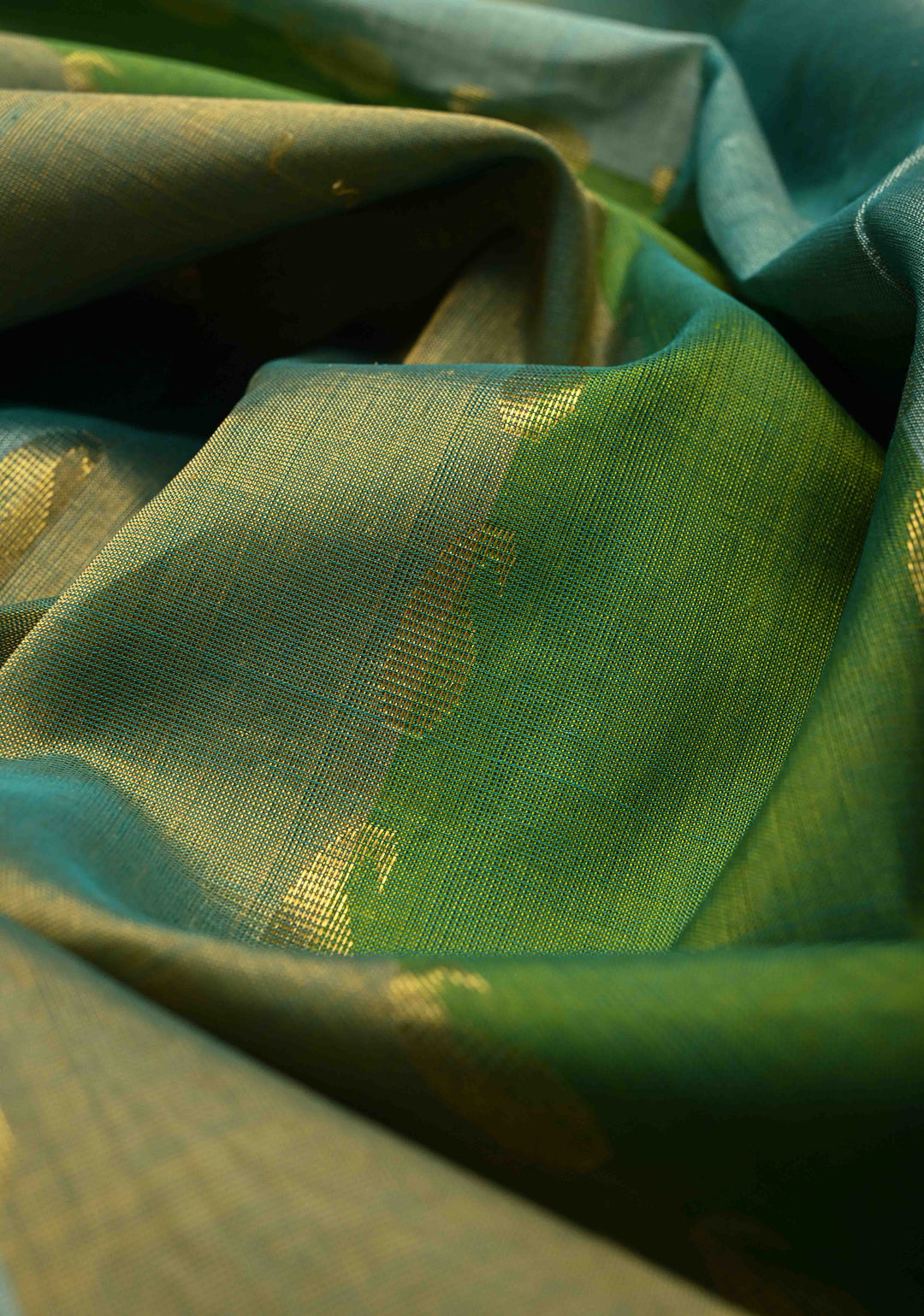 Multicolor Kanchi Silk Cotton Saree with Rangkaat Design and Contrast Zari Borders