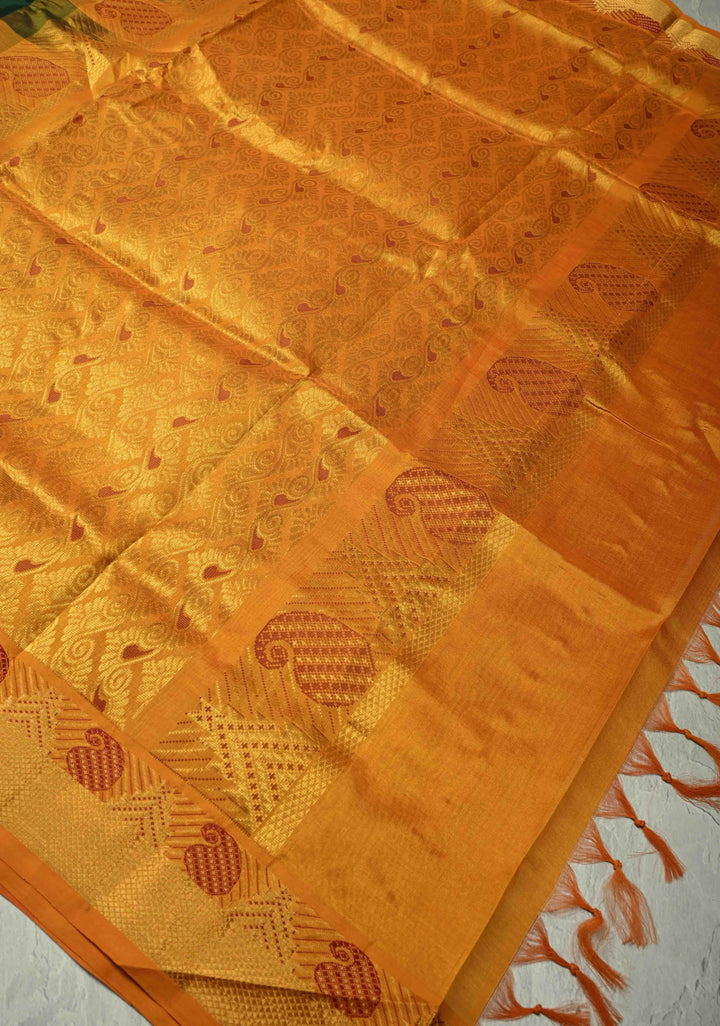 Multicolor Palum Pazhamum Kanchi Silk Cotton Saree with Zari Border