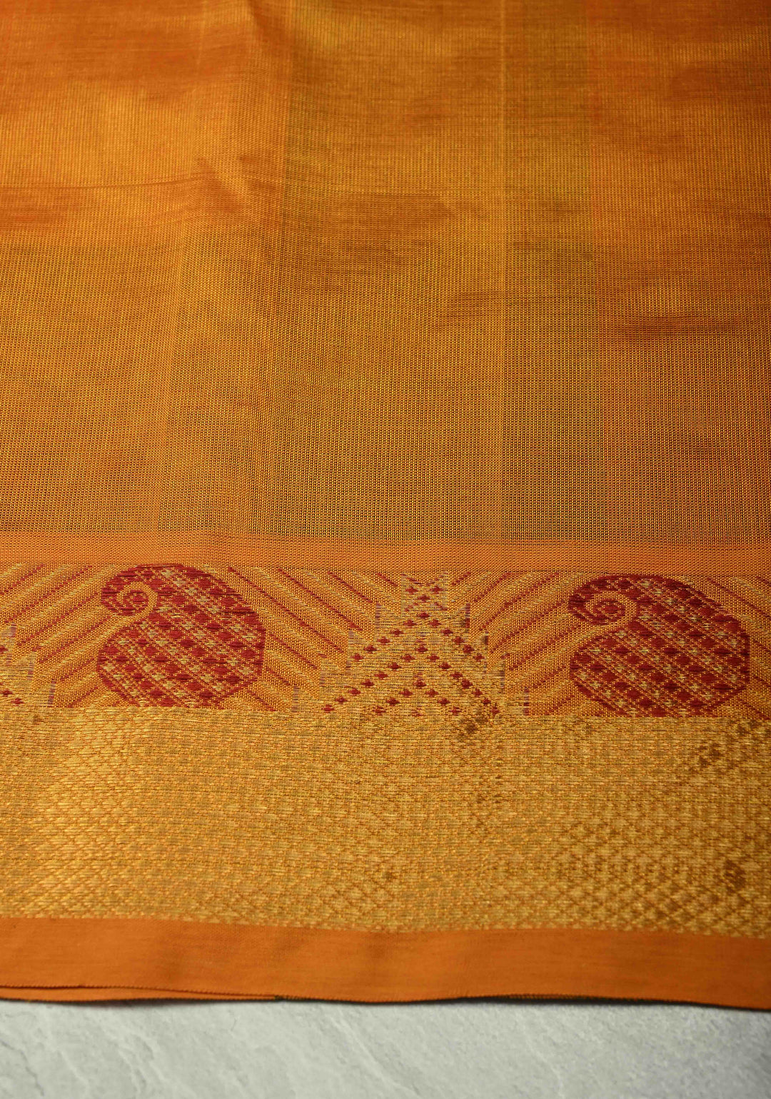 Multicolor Palum Pazhamum Kanchi Silk Cotton Saree with Zari Border