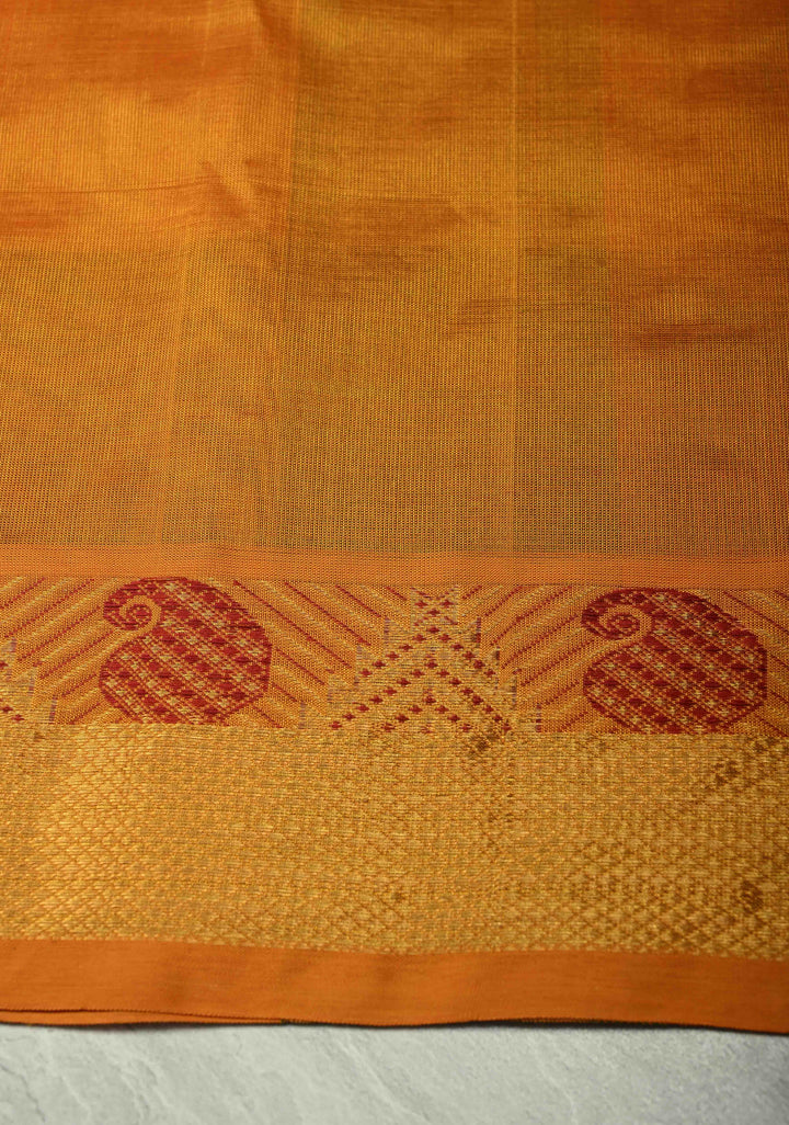 Multicolor Palum Pazhamum Kanchi Silk Cotton Saree with Zari Border