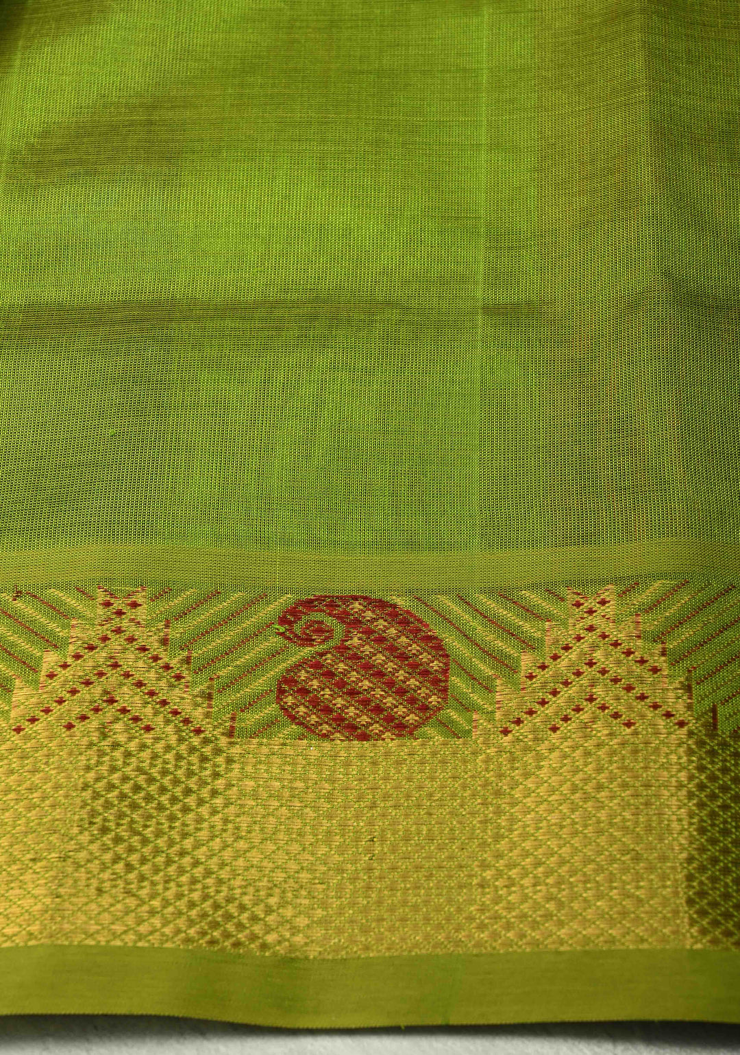 Multicolor Palum Pazhamum Kanchi Silk Cotton Saree with Meenakari Buttas on Zari Border