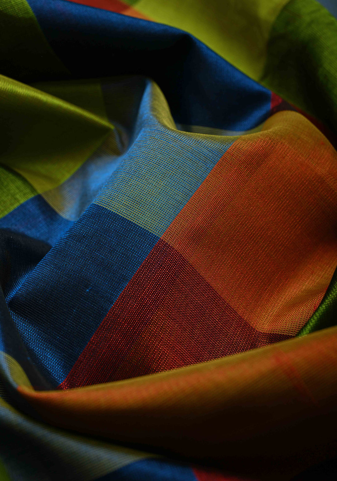 Multicolor Palum Pazhamum Kanchi Silk Cotton Saree with Meenakari Buttas on Zari Border