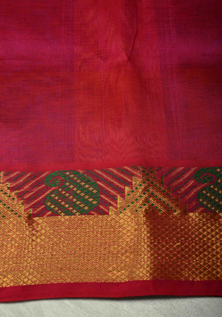 Multicolor Palum Pazhamum Kanchi Silk Cotton Saree with Zari Border