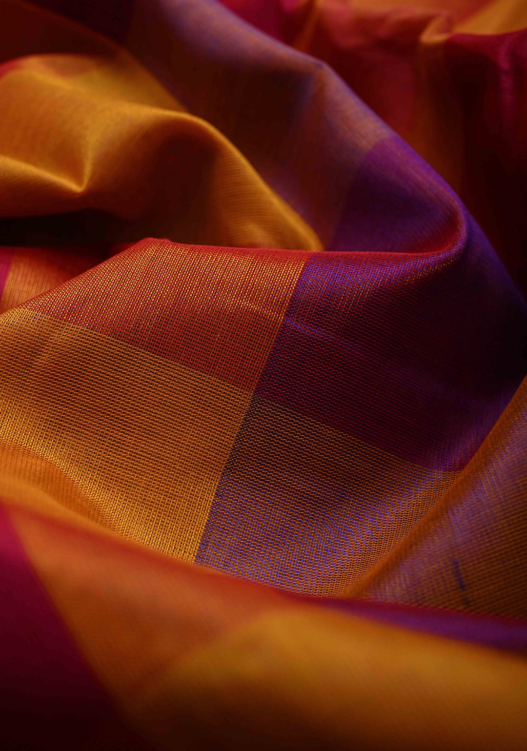 Multicolor Palum Pazhamum Kanchi Silk Cotton Saree with Meenakari Buttas on Zari Border