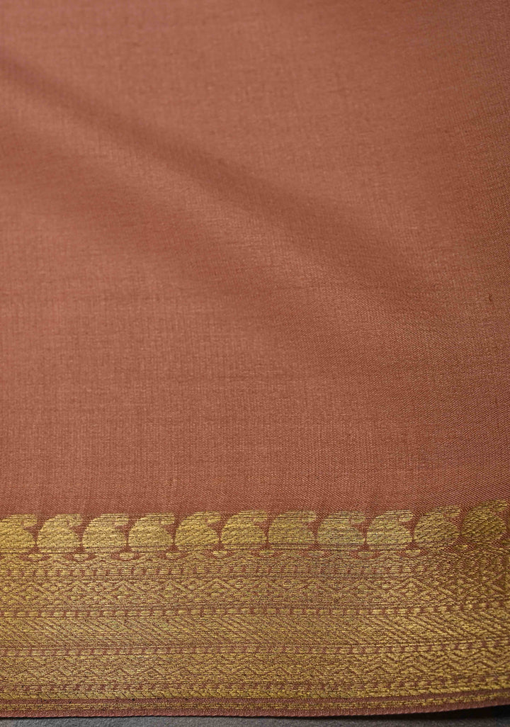 Pure Mysore Crepe Silk Saree with Rangkaat Style Chevron Brush Dye in Pastel Shaded | SILK MARK CERTIFIED