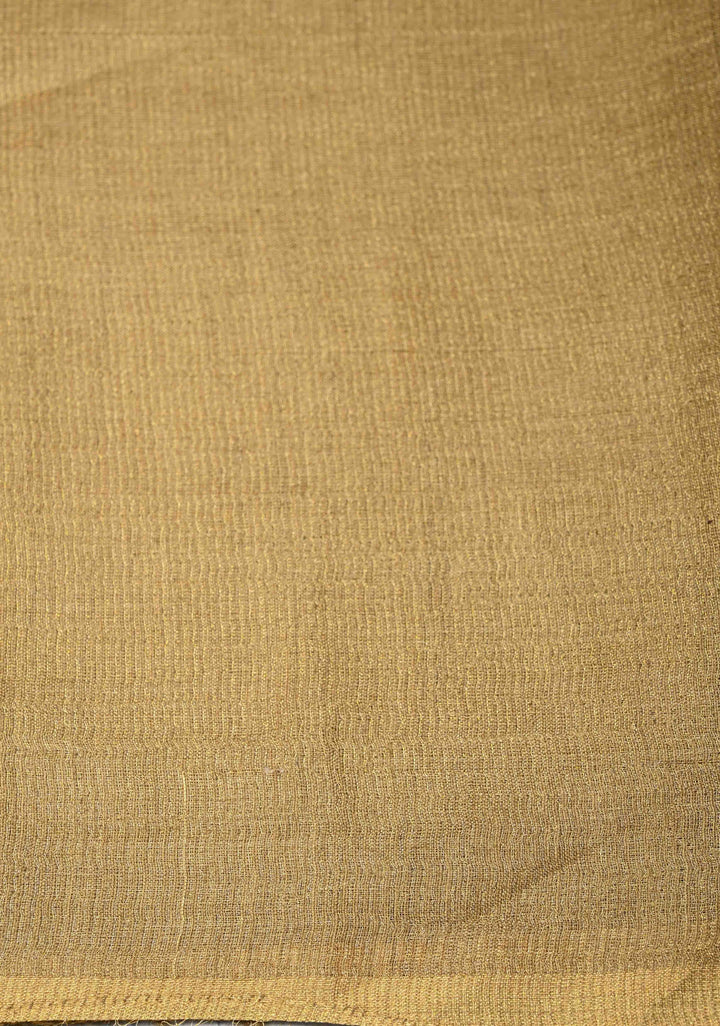 Golden Pure  Gicha Tissue Silk Saree with Minimal Zari Border | SILK MARK CERTIFIED