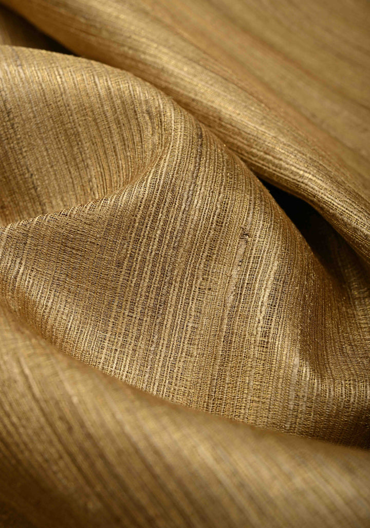 Golden Pure  Gicha Tissue Silk Saree with Minimal Zari Border | SILK MARK CERTIFIED