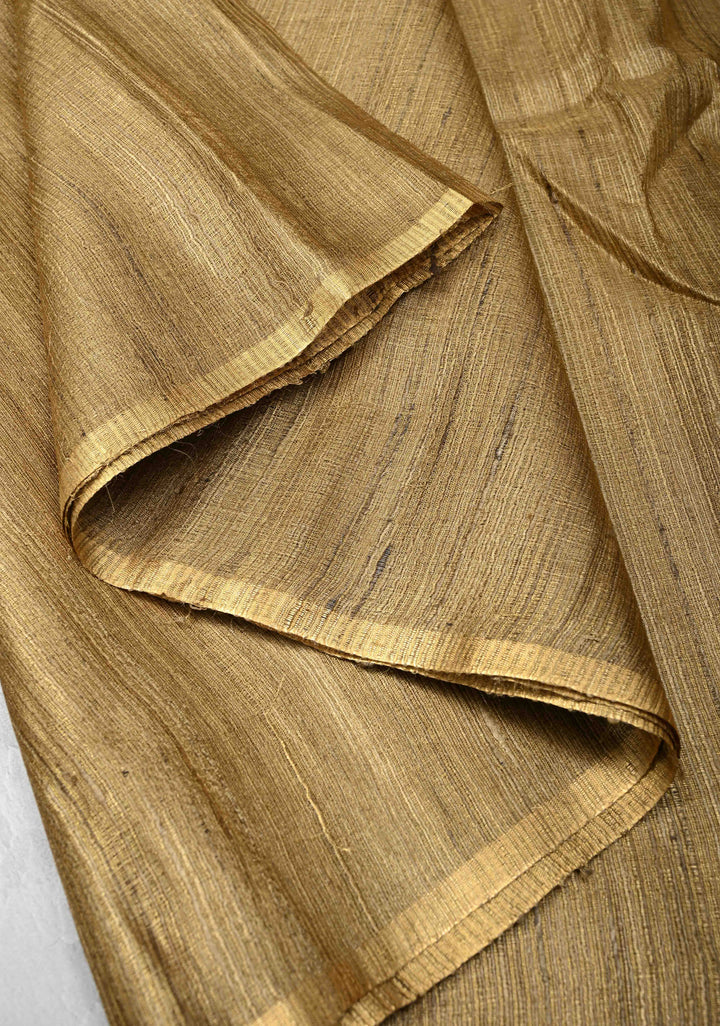 Golden Pure  Gicha Tissue Silk Saree with Minimal Zari Border | SILK MARK CERTIFIED