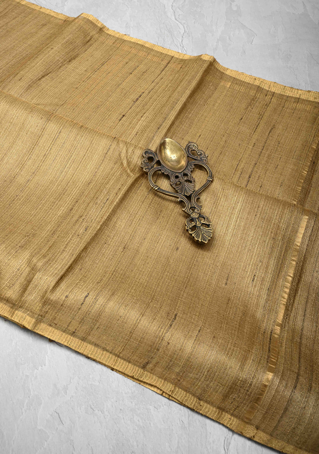 Golden Pure  Gicha Tissue Silk Saree with Minimal Zari Border | SILK MARK CERTIFIED