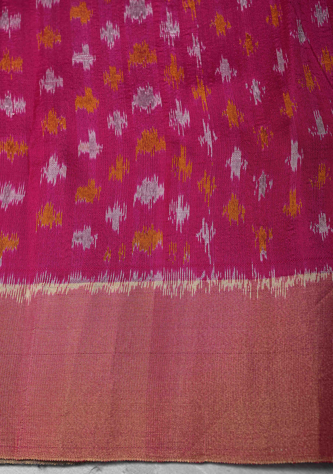 Gray Pure Raw Silk Saree with Tissue Zari Border and Ikkat Pallu | SILK MARK CERTIFIED