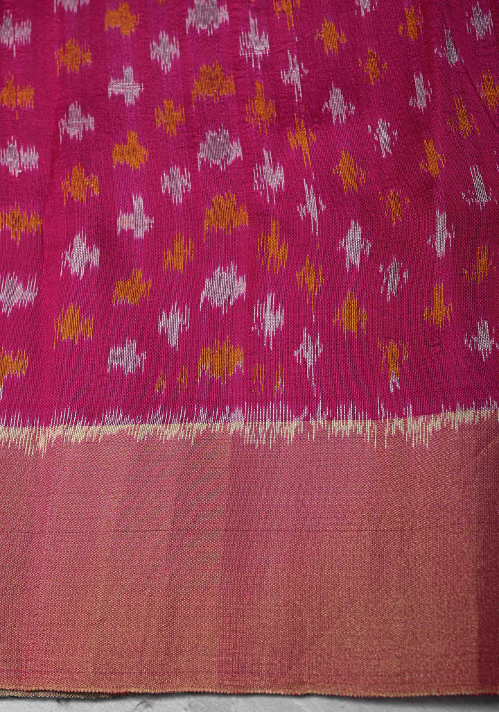 Gray Pure Raw Silk Saree with Tissue Zari Border and Ikkat Pallu | SILK MARK CERTIFIED