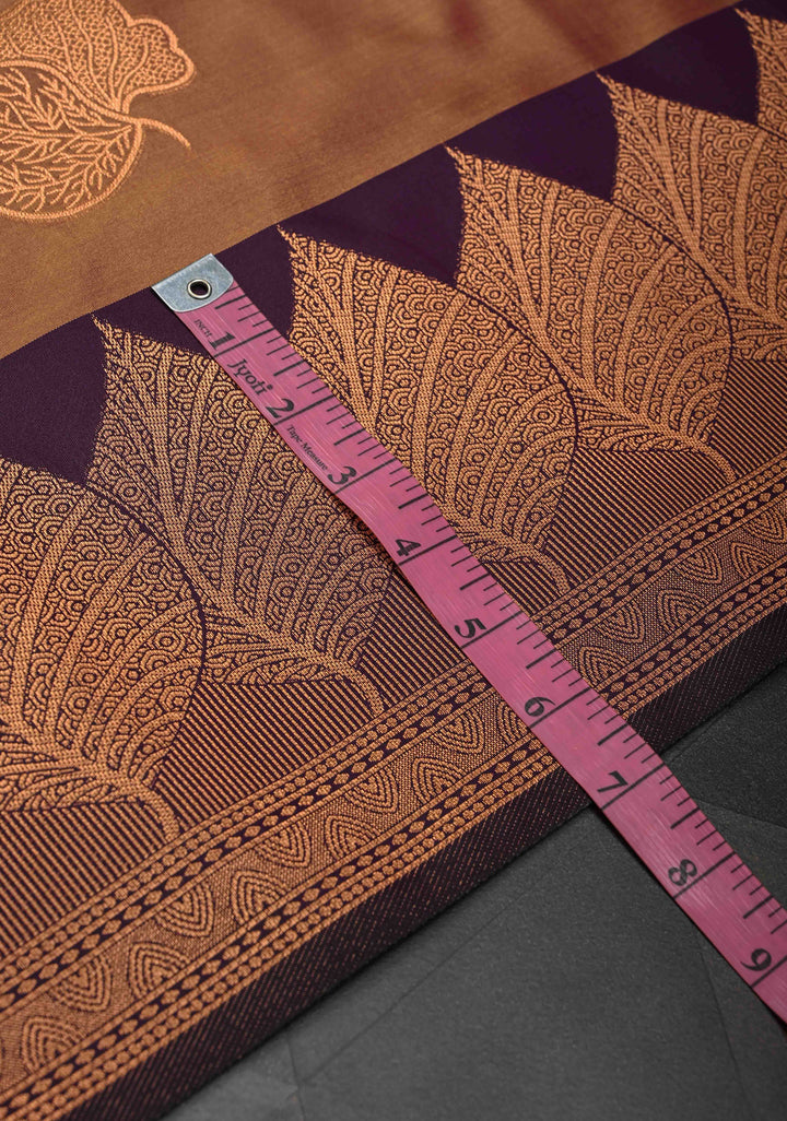 Brown Dual tone Kanchi Semi Silk Saree with Zari Buttas and Zari Border